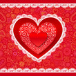 Vector Valentines day hearts greeting card on ornate background