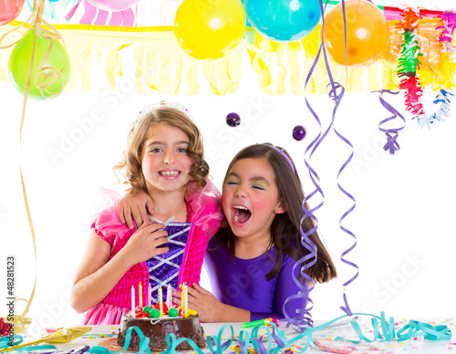 Photo: children happy hug in birthday party laughing children happy hug in birthday party laughing