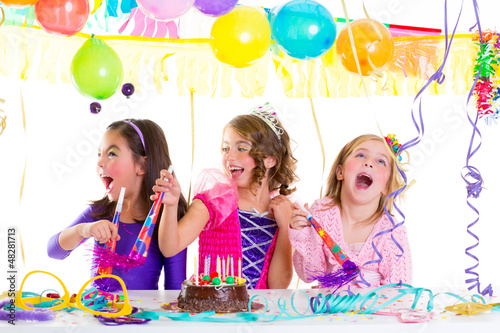 Photo: children kid in birthday party dancing happy laughing children kid in birthday party dancing happy laughing