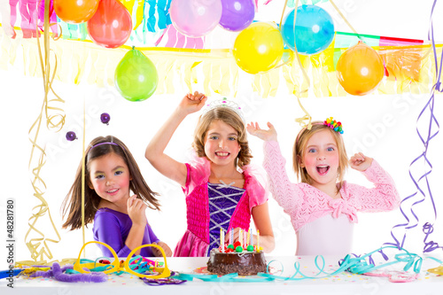 Photo: children kid in birthday party dancing happy laughing children kid in birthday party dancing happy laughing