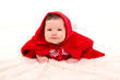 Baby Little Red Riding Hood on white fur