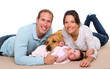 Photo: Baby mother and father happy family and dog Baby mother and father happy family and dog
