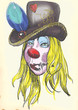 Portrait of an undead (zombie hairy girl) , hand drawing