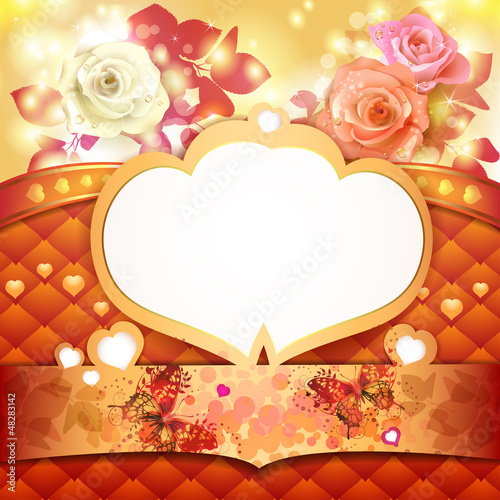 Vector: Valentine's day background with hearts and roses Valentine's day background with hearts and roses
