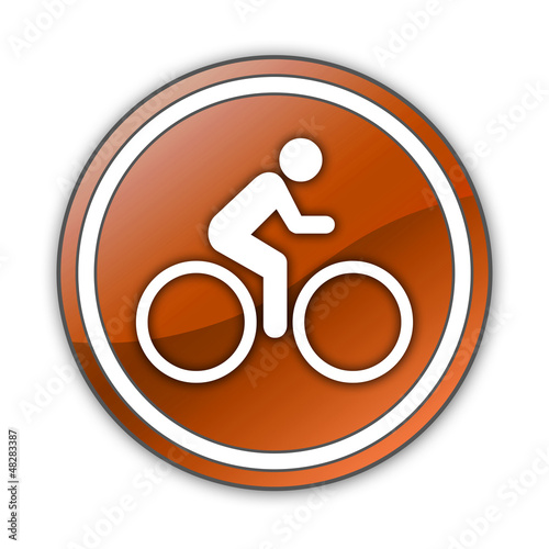 Illustration: Orange Glossy Button "Bicycle Trail" Orange Glossy Button "Bicycle Trail"
