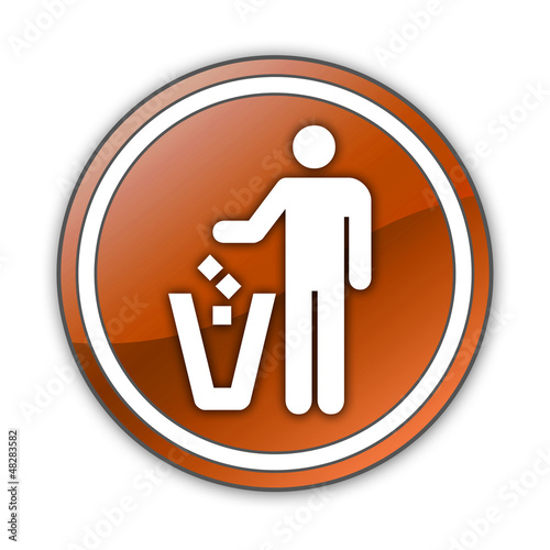 Illustration: Orange Glossy Button "Litter Container" Orange Glossy Button "Litter Container"
