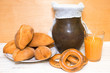 Traditional pastries and bread  beverage