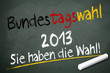 Kreidetafel mit Wahlen 2013