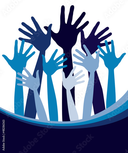 Vector: Happy hands with copy space vector. Happy hands with copy space vector.