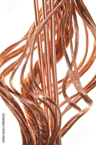 Photo: Red copper wires concept of energy power industry Red copper wires concept of energy power industry