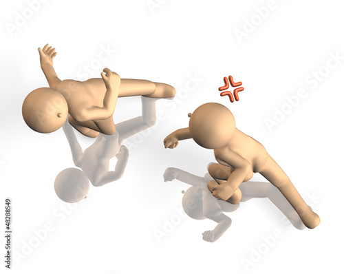 Illustration: He beat down an opponent. He beat down an opponent.