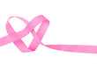 Pink ribbon in heart shape isolated