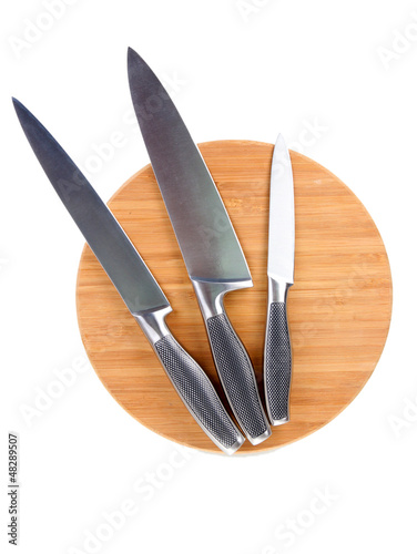 Photo: Set of knives isolated on white Set of knives isolated on white