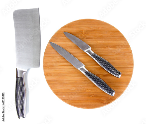 Photo: Set of knives isolated on white Set of knives isolated on white