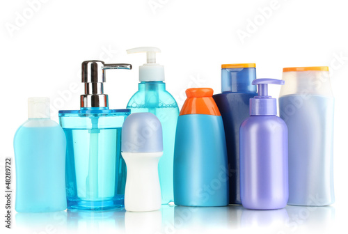 Photo: A lot of different cosmetic products for personal care isolated A lot of different cosmetic products for personal care isolated