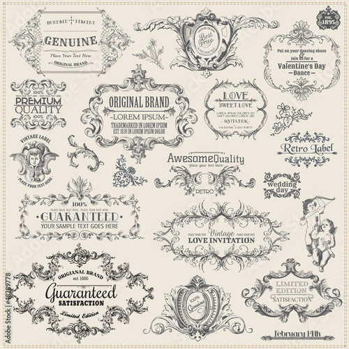 Vector: Vector Set: Calligraphic Design Elements and Page Decoration Vector Set: Calligraphic Design Elements and Page Decoration