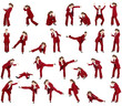 Set - business woman in different combat postures