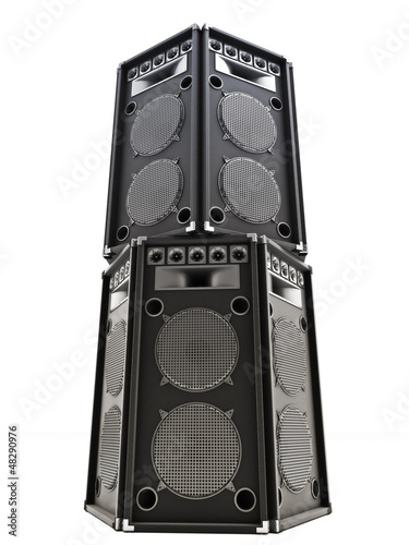 Illustration: Large audio tower speakers on a white background Large audio tower speakers on a white background