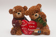 bears with hearts isolated on white