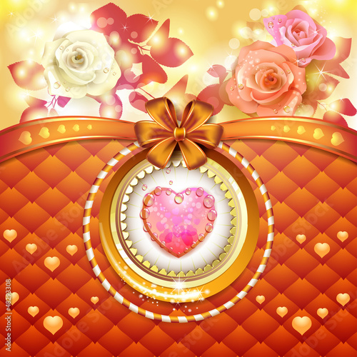 Vector: Valentine's day card with hearts and roses Valentine's day card with hearts and roses