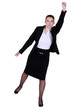 Businesswoman reaching into the air