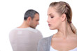 Couple mad at each other.