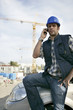 Construction foreman arriving in to work