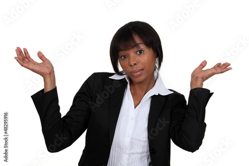 Photo: A clueless businesswoman. A clueless businesswoman.