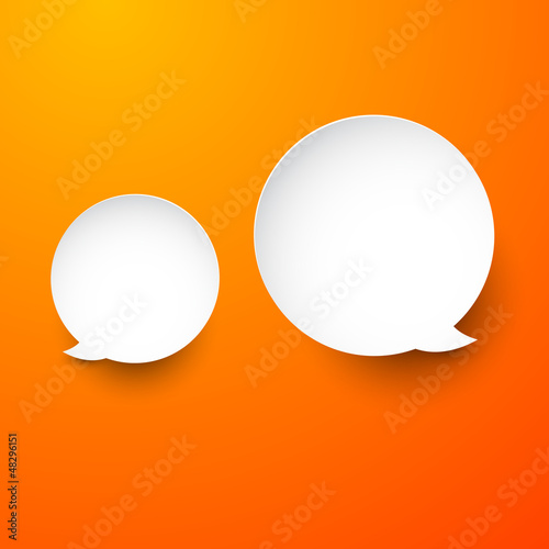 Vector: Paper white round speech bubbles. Paper white round speech bubbles.