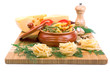 set of  food products