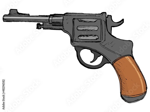 Vector: hand drawn, vector, cartoon image of revolver hand drawn, vector, cartoon image of revolver