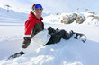 Snowboarder sat taking a little break
