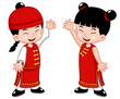 Vector: illustration of Cartoon Chinese Kids illustration of Cartoon Chinese Kids
