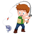 illustration of Cartoon Boy fishing