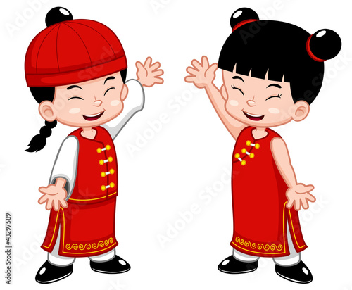 Vector: illustration of Cartoon Chinese Kids illustration of Cartoon Chinese Kids