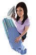 High-angle shot of a woman ironing