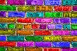 Photo: Mur de briques multicolores Mur de briques multicolores