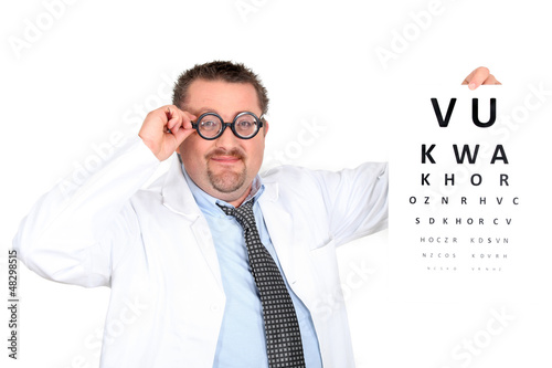 Photo: Silly optician with an eyechart Silly optician with an eyechart
