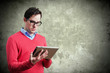 Young man with tablet