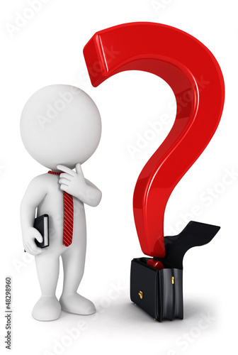 Illustration: 3d white people business question 3d white people business question