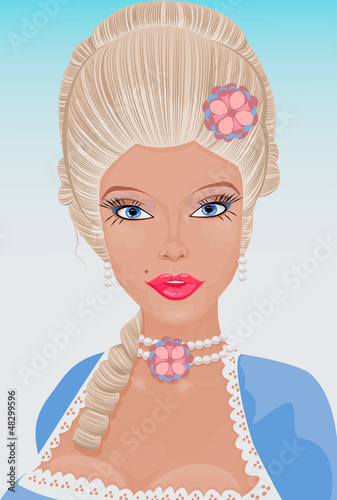 Vector: Face of a beautiful baroque woman Face of a beautiful baroque woman