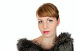 beautiful young woman with fur collar
