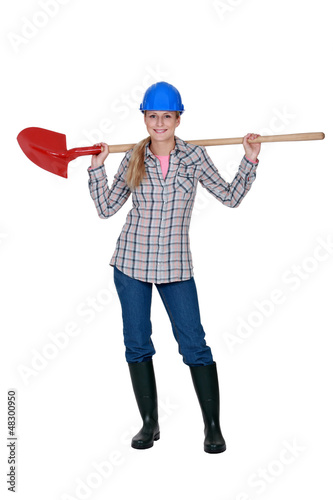 Photo: Woman with a shovel Woman with a shovel