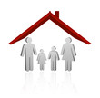 Illustration of a house with family. safe home child protection