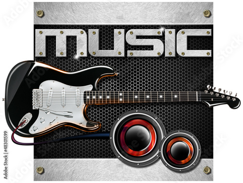 Illustration: Electric Guitar Music Background Electric Guitar Music Background