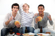 Lads watching television