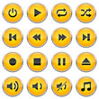 Set of yellow glossy player buttons