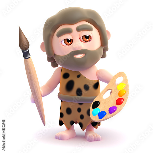 Illustration: Caveman plans to decorate his cave Caveman plans to decorate his cave