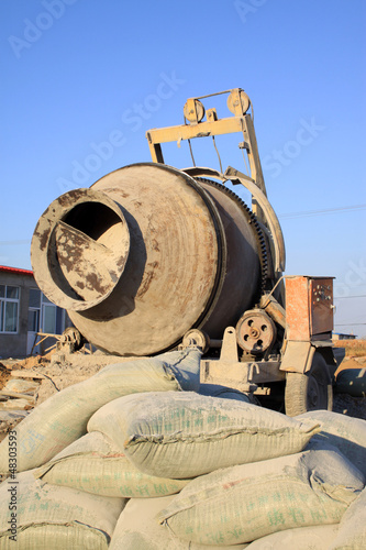Photo: concrete mixer at the construction site concrete mixer at the construction site