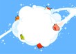 Flying monsters and blast, background